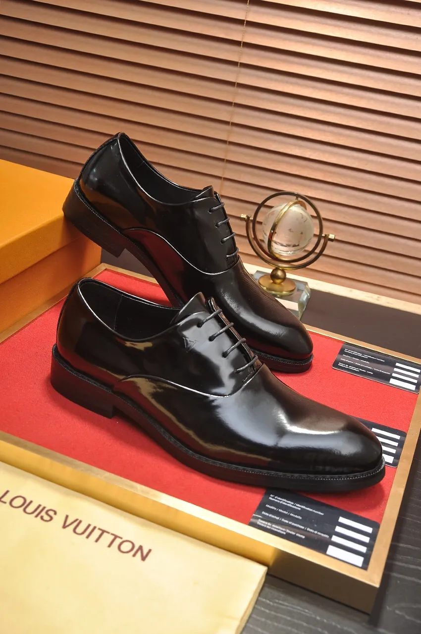 Men's shoes💰460💶【LOUIS VUITTON】(sheepskin lining) new cowhide LV formal shoes🎩🎩❗️🆘made one to one at the counter🎩original quality, imported cowhide upper➕full sheepskin lining➕original rubber outsole, {high quality visible}👣Size: 38-45 (45 custom-made)